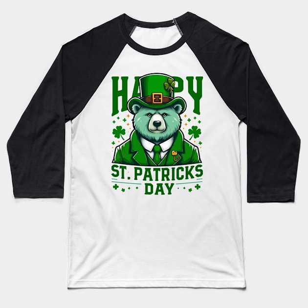 Happy st patricks day funny green bear Baseball T-Shirt by TomFrontierArt